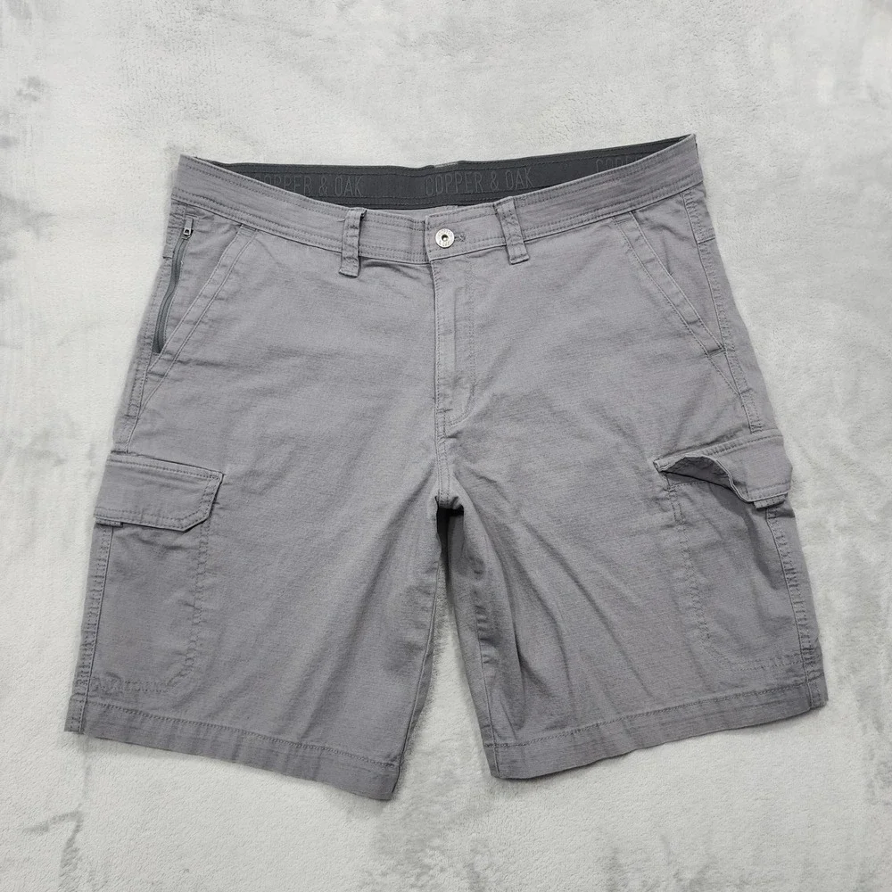 Copper & Oak Mens 36 Gray Stretch Cargo Canvas Utility Shorts 1854952-716
